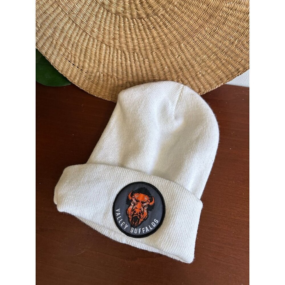 Valley Buffalos white beanie